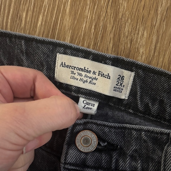 Abercrombie Black Women's Jeans 90’s straight ultra high rise, Curve Love - Picture 2 of 3